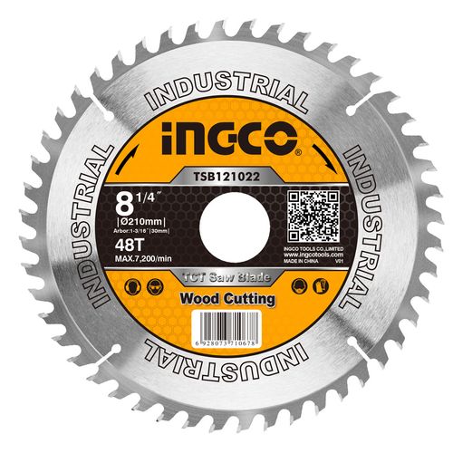Disco Serra Vídea TCT 8¼"×30 mm 48 Dentes INGCO