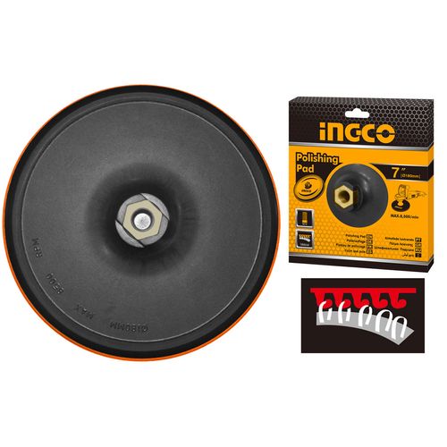 Disco De Borracha Com Flange Para Politriz 7Pol (180mm) C/ Velcro Adequado P/ Boina E Lixa INGCO