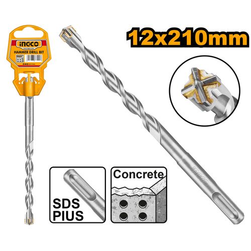 Broca SDS Plus ponta reforçada 12mm x 210mm para alvenaria INGCO