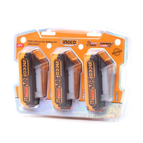 Kit Com 3 Baterias Íon-Lítio 2.0Ah 20V Linha P20S INGCO