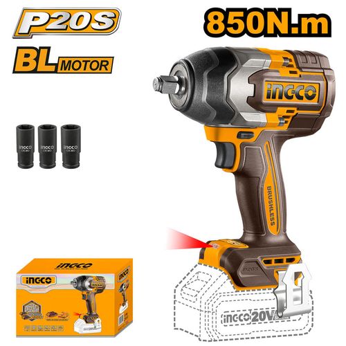 Chave De Impacto 850 Nm Enc Quadrado 1/2Pol à Bateria 20V Linha P20S INGCO