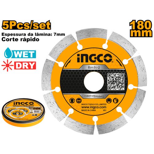 Disco diamantado segmentado 7" (180mm x 22.2mm) INGCO
