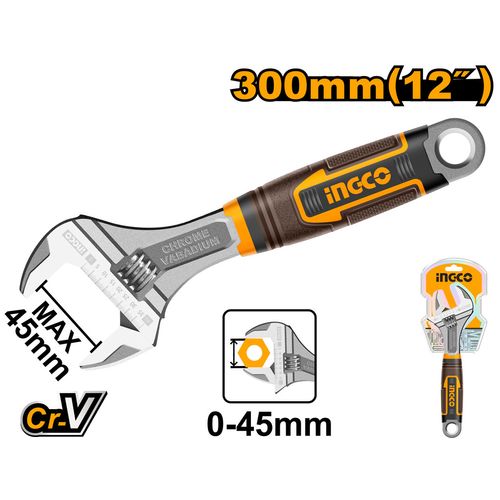 Chave ajustável / inglesa industrial com cabo emborrachado 12" INGCO
