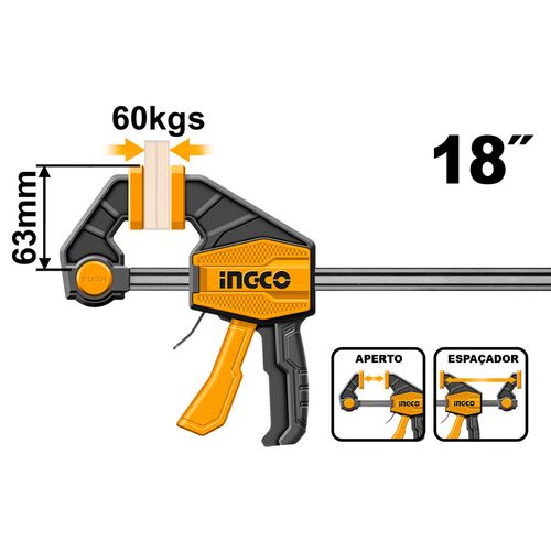 Grampo Tipo Sargento De Aperto Rápido 63x450mm (18") 60kg INGCO
