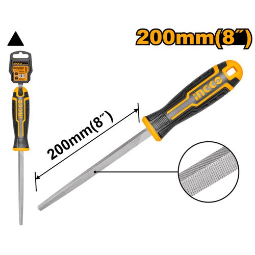 Lima Triangular Murça Picado Duplo Com Cabo Emborrachado 8" (200mm) INGCO
