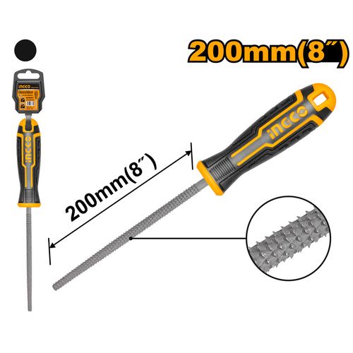 Lima Grossa Redonda Com Cabo Emborrachado 8" (200mm) INGCO