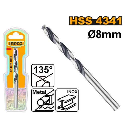 Broca Helicoidal HSS-Co 8MM X 117MM INGCO