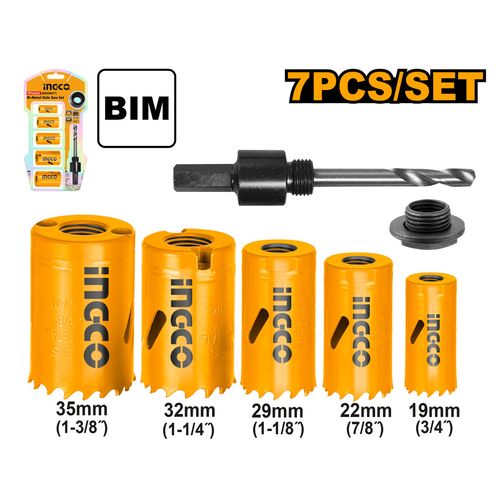 Conjunto de Serra Copo Bimetal e Suporte com 7 Peças INGCO