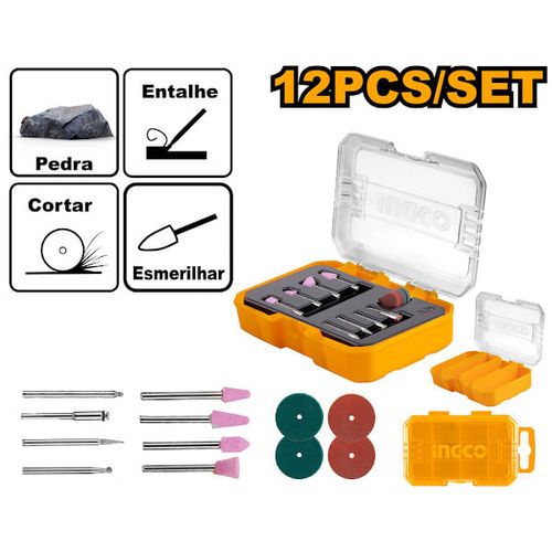 Conjunto de Acessórios p/ Micro Retífica com 12 Peças INGCO