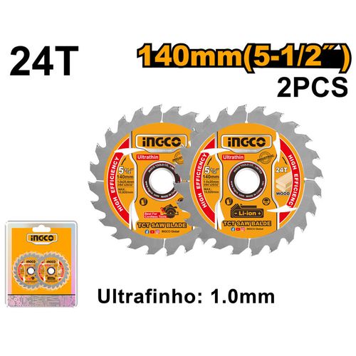 Disco Serra Vídea TCT 5½"×20 mm 24 Dentes INGCO