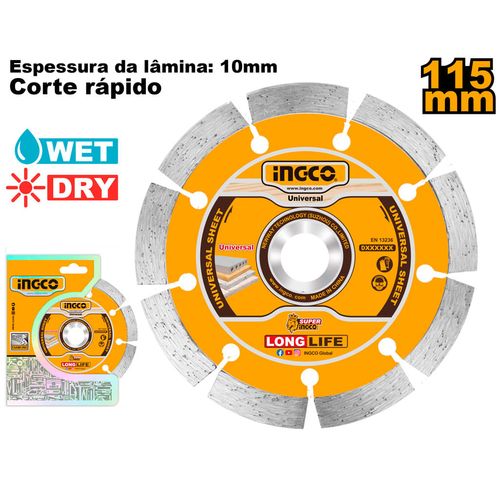 Disco Diamantado Segmentado 4.1/2 Pol (115MM X 22.2MM) INGCO
