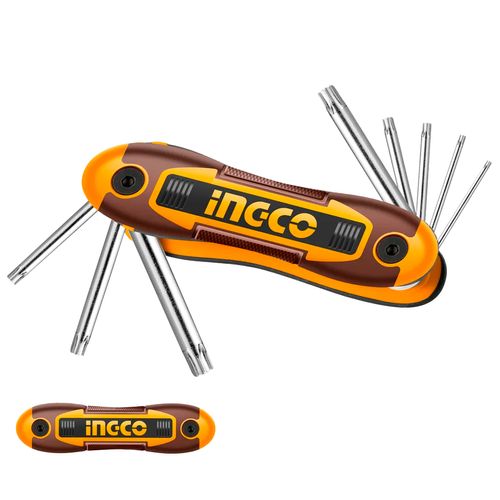 Jogo de Chaves Torx Tipo Canivete T9 a T40 com 8 Peças INGCO