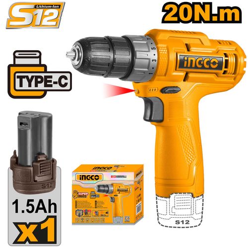 Parafusadeira e Furadeira 3/8 Pol à Bateria 12V Linha S12 INGCO