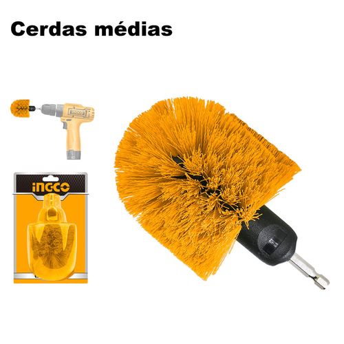 Escova Rotativa ENC 1/4Pol 360° Cerdas Médias INGCO