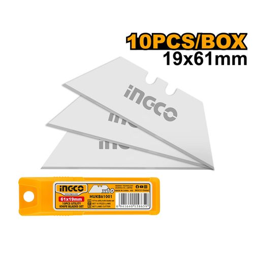 Jogo Lâminas Trapezoidais Estilete 61×19 mm 10 Peças INGCO