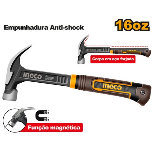 Martelo Unha C/ Sistema de Absorção De Impacto 450G INGCO