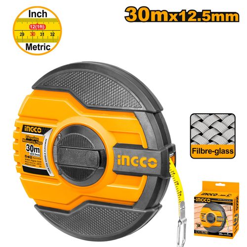 Trena de fibra longa caixa fechada 30m x 12,5mm INGCO