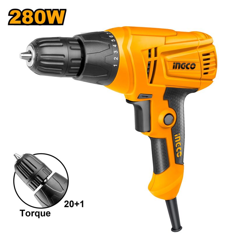 Parafusadeira / Furadeira Elétrica 280W INGCO Vista Traseira - UED2808-9