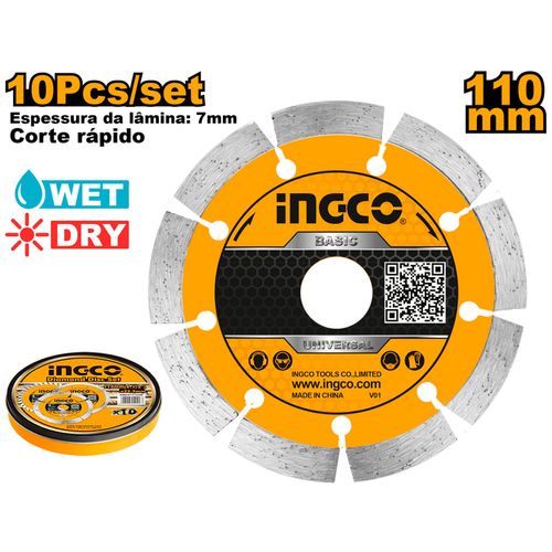 Disco diamantado segmentado 4.3/8" (110mm x 20mm) INGCO