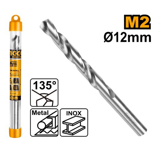 Broca Helicoidal Hss M2 Alto Desempenho 12 X 151mm INGCO