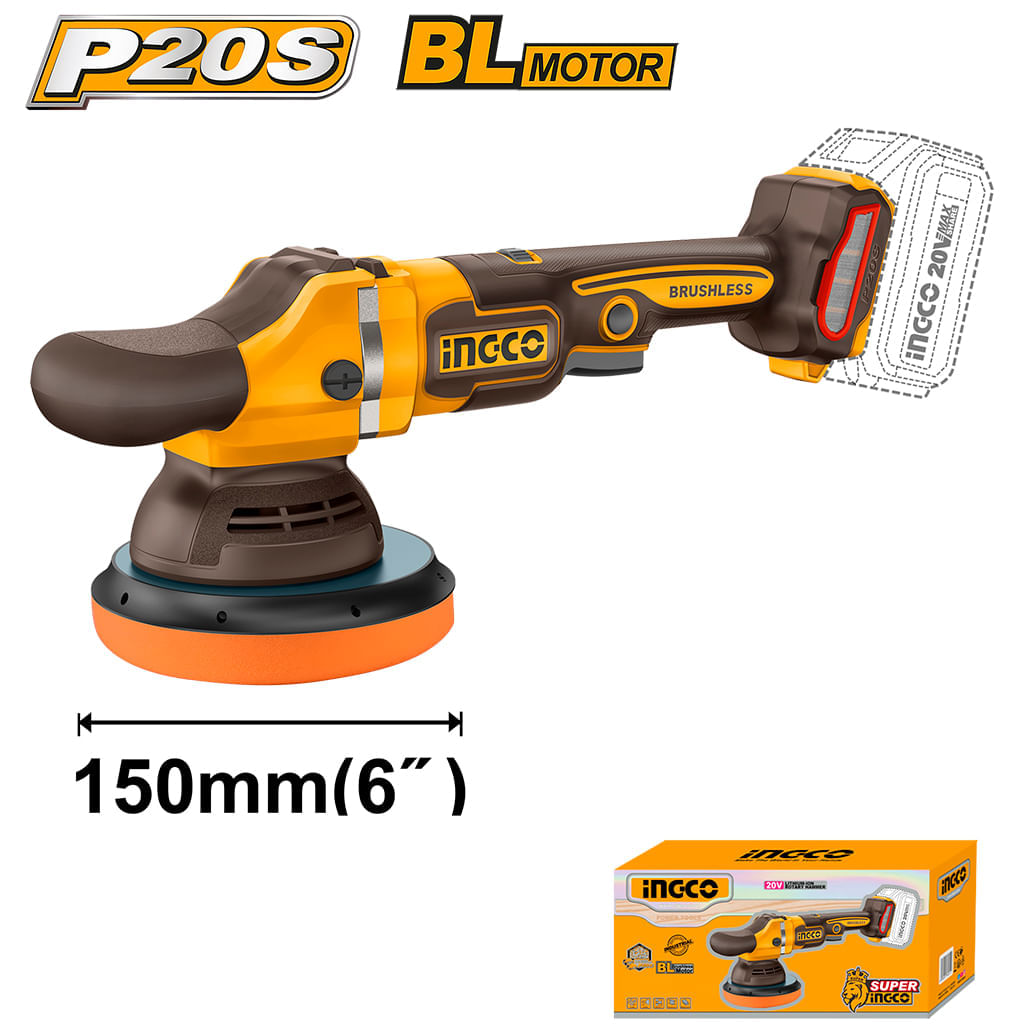Politriz Roto-Orbital INGCO 6” BL 20V