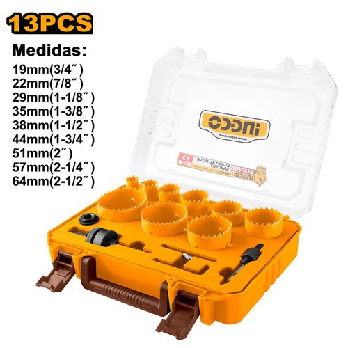 Conjunto de Serra Copo Bimetal e Suporte com 13 Peças INGCO