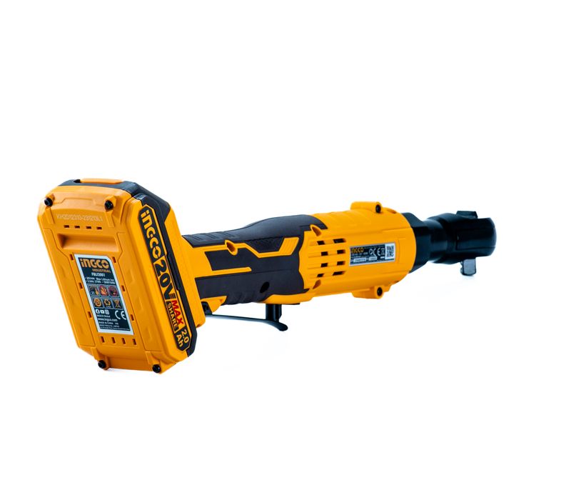 Chave Catraca 3/8 à Bateria 20V INGCO Vista Frontal com Detalhes do Encaixe