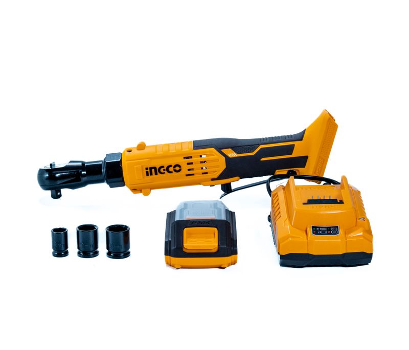 Chave Catraca 3/8 à Bateria 20V INGCO Kit Completo com Baterias e Acessórios