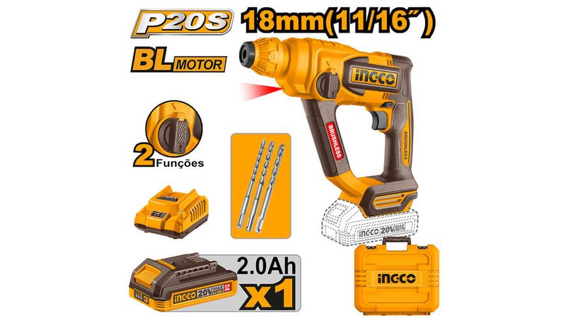 Martelete Combinado INGCO 20V Brushless P20S