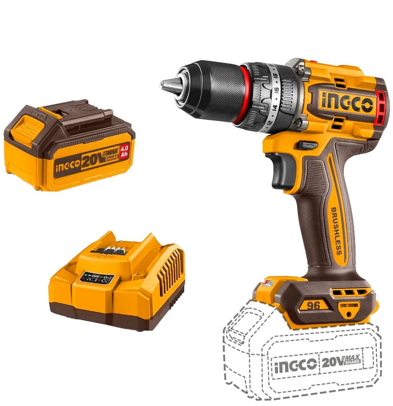 Parafusadeira Furadeira Brushless 58Nm 20V INGCO de Impacto – CIDLI209689