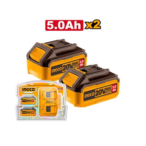 Kit 2 Baterias 5.0Ah + Carregador Linha P20S INGCO