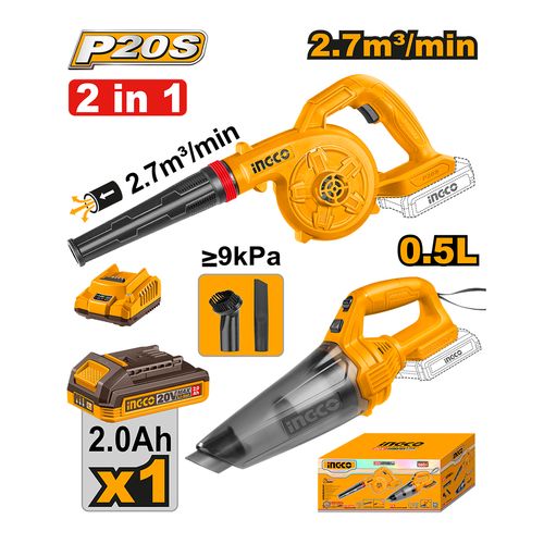 Combo Aspirador de Pó e Soprador À Bateria Linha P20S INGCO