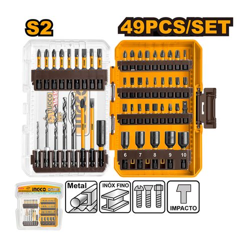 Conjunto de Bits, Brocas e Soquetes com 49 Peças INGCO