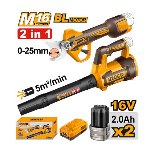 Combo M16: Soprador 5m3 e Tesoura De Poda 25mm Linha M16 INGCO