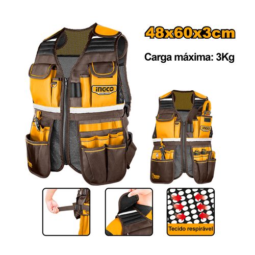 Colete Porta-Ferramenta Em Air Mesh Carga Max 3kg INGCO