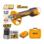Tesoura de Poda Brushless 25mm à Bateria 16V INGCO Linha M16 com Kit Completo – CSSLI162582-2