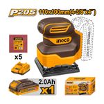 Lixadeira Orbital 110x100 à Bateria P20S INGCO Kit Completo - CSHSLI201419-1