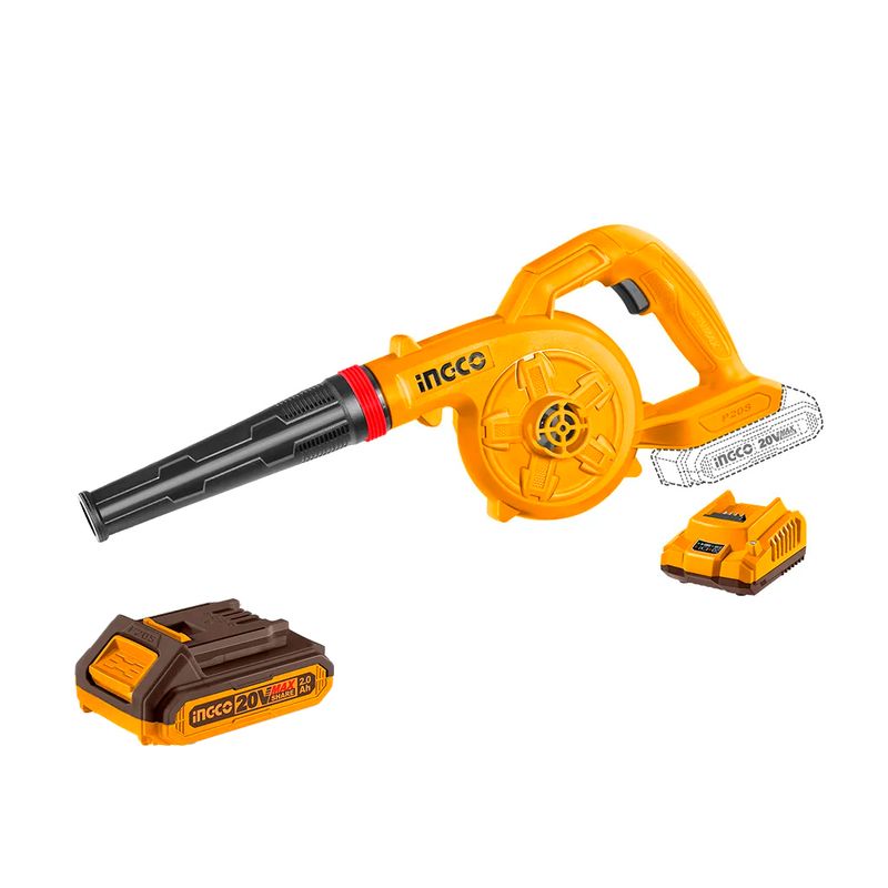 Soprador 2.7m³/min à Bateria 20V Linha P20S INGCO – Ferramenta com bico direcionador e bateria destacável