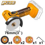 Mini Esmerilhadeira 3” à Bateria 20V INGCO com Acessórios – CAGLI19107