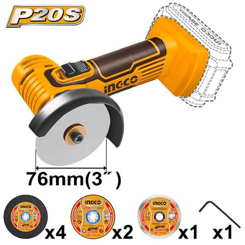 Mini Esmerilhadeira 3" À Bateria 20V Linha P20S INGCO