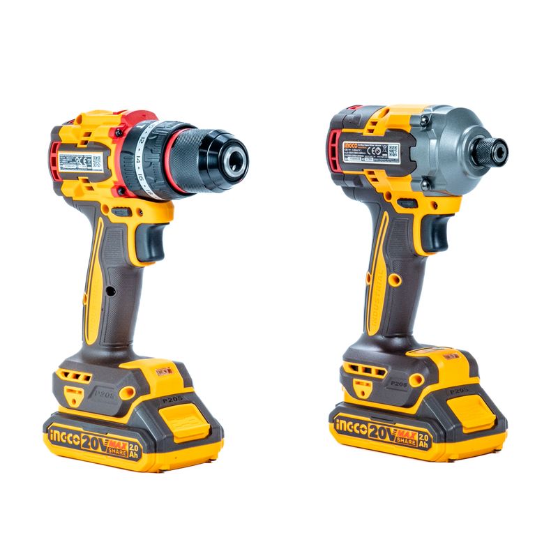 Combo Parafusadeira e Furadeira 20V INGCO Linha P20S com 2 Ferramentas e Acessórios – CKLI202779-4
