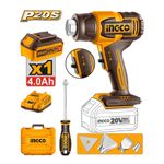 Soprador Térmico à Bateria 20V P20S INGCO Kit Completo - HGLI200659-2
