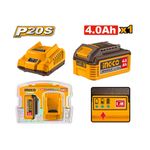 Kit com 1 Carregador 2Ah e 1 Bateria 4Ah P20S INGCO Completo - FBCPK10129-1