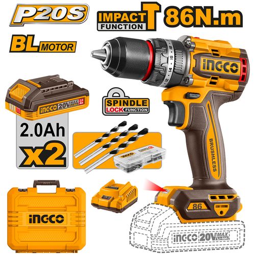 Parafusadeira/Furadeira Brushless 1/2" 86Nm 20V P20S INGCO