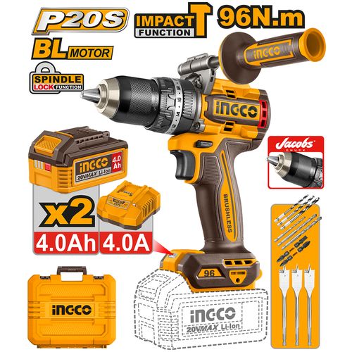 Parafusadeira/Furadeira Brushless 1/2" 96Nm 20V P20S INGCO