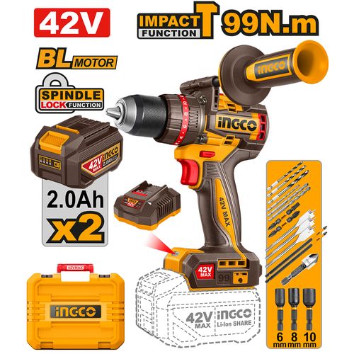 Parafusadeira/Furadeira Brushless 1/2" 99Nm 42V P42M INGCO