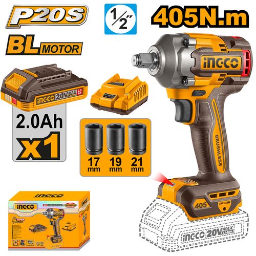 Chave de Impacto Brushless 405Nm 1/2" 20V P20S INGCO