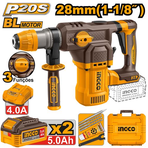 Martelete Combinado BL 28mm 4.5J 20V P20S INGCO