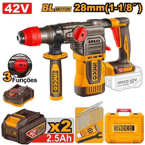 Martelete Combinado INGCO BL 28mm 4.5J 42V Bateria P42M