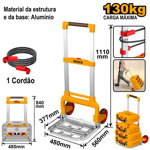Carrinho Dobrável para Caixas Empilháveis 130kg INGCO